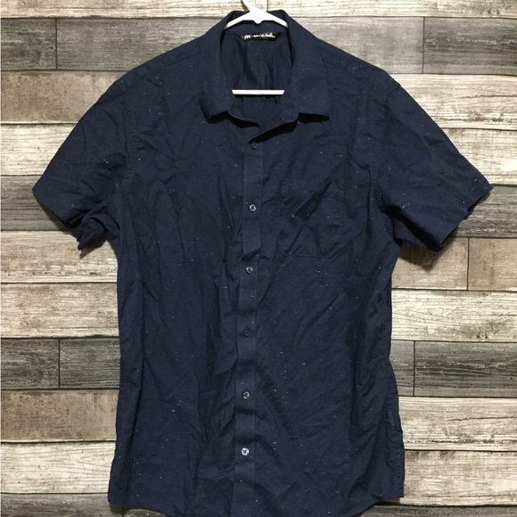 Travis Mathew Button Up Shirt Men’s L Navy Blue Speckle Short Sleeve - Picture 3 of 8